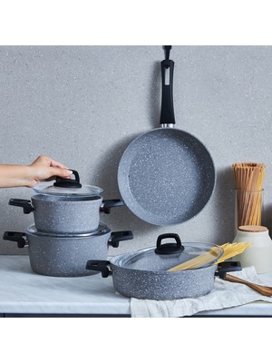 Karaca Hira Biogranit 7 Parça Tencere Seti Gray