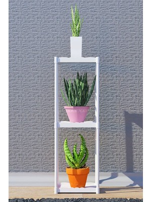 Armarks 3 Raflı Saksılık, Kış Bahçesi, Dekoratif Plastik Çiçeklik, Çiçek Saksı Standı