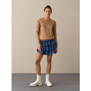 Kadın Camel Regular Fit Basic Kazak