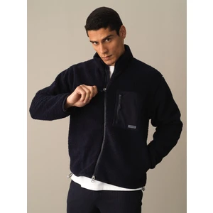 Erkek Lacivert Oversize Kuzu Mont