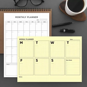 Ikili Planlayıcı Set - Sarı Sayfalar Haftalık Planlama & Aylık Planlama Not Defteri