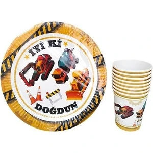 Çıtı Pıtı Store Inşaat Temalı Tabak Bardak  Set
