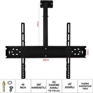 LCD LED Tv Tavan Askı Aparatı Hareketli 49 124CM Ufix 6011