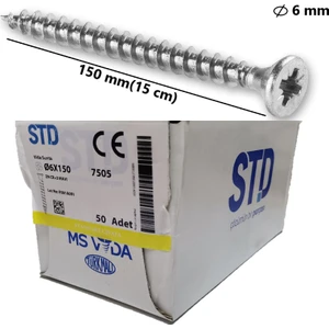 6X150 Sunta ve Ağaç Vidası Paket 50 Adet