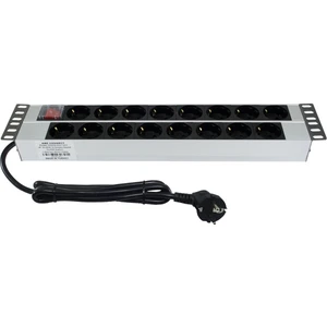 19" 2u 16'lı Schuko Anahtarlı Alüminyum Rack Kabin Grup Prizi Pdu