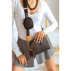 Impolo Adela  Omuz Çapraz Siyah Taba   Kadın Çanta 15X21 Ebat