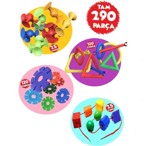 290 Parça Oyuncak Set Vakum Molekül Yaratıcı Diskler Geometrik Çubuklar ve Ipe Boncuk Dizme