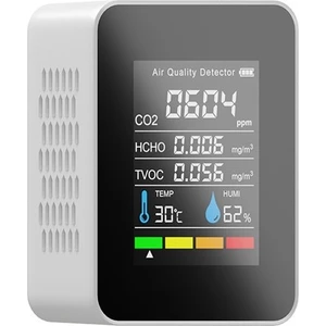 5 In 1 Co2 Dijital Termometre Nem Test Cihazı Karbon Dioksit Tvoc Hcho Hava Kalitesi Monitörü (Yurt Dışından)