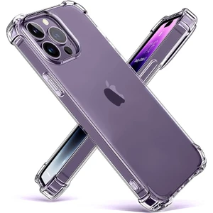 M.TK Moveteck Apple iPhone 14 Pro Uyumlu Kılıf Clear Crystal Armour Antishock Kamera Çıkıntılı Şeffaf Tank Zırh Military Silikon Aribag Antidrop Full Glue Hayalet Case