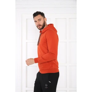 Escetic Spor Erkek Kiremit Cepli, Kapüşonlu Sweatshirt - 0950