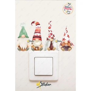 Yeni Yıl Sevimli Cüceler Sticker - Yılbaşı Stickerı Cüceler