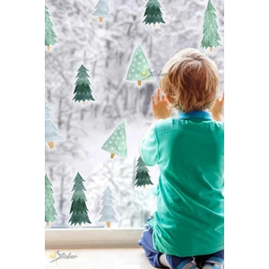 Yılbaşı Ağaçları Sticker Seti, Yılbaşı Yeni Yıl Çam Ağacı Sticker Seti