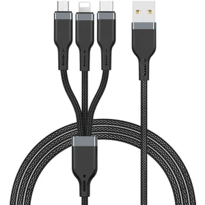 Platinum Serisi PT05 3 In 1 USB Kablo 2.4A Hızlı Şarj Kablosu 120 cm 480 Mbps Data Kablo