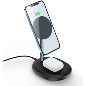 W08 2 In 1 Magsafe Kablosuz Şarj Standı iPhone & Airpods Uyumlu 15W Wireless Şarj Istasyonu