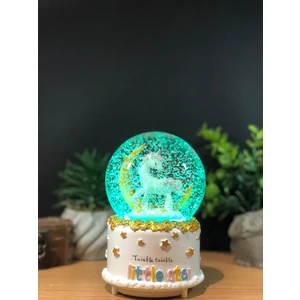 Çiko Toys Unicorn Atlı Büyük Boy Kar Küresi Kendinden Püskürtmeli Işıklı ve Müzikli Pilli