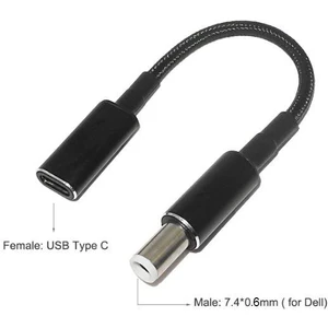 Dişi Type C - Erkek 7.4x0.6mm Dell Dönüştürücü Kablo Tip-C To 7406DELL