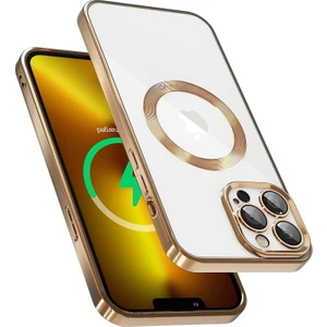 M.TK Moveteck Apple iPhone 11 Pro Max Uyumlu Kılıf Kamera Lens Korumalı Renkli Magsafe Wireless Özellikli Arkası Şeffaf Kenarları Parlak Mor Gold Siyah Magnetic Charge Derin Mor Kılıf Case