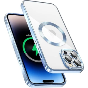 M.TK Moveteck Apple iPhone 11 Pro Max Uyumlu Kılıf Kamera Lens Korumalı Renkli Magsafe Wireless Özellikli Arkası Şeffaf Kenarları Parlak Mor Gold Siyah Magnetic Charge Derin Mor Kılıf Case