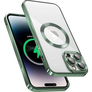 M.TK Moveteck Apple iPhone 11 Pro Max Uyumlu Kılıf Kamera Lens Korumalı Renkli Magsafe Wireless Özellikli Arkası Şeffaf Kenarları Parlak Mor Gold Siyah Magnetic Charge Derin Mor Kılıf Case