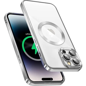 M.TK Moveteck Apple iPhone 11 Pro Max Uyumlu Kılıf Kamera Lens Korumalı Renkli Magsafe Wireless Özellikli Arkası Şeffaf Kenarları Parlak Mor Gold Siyah Magnetic Charge Derin Mor Kılıf Case