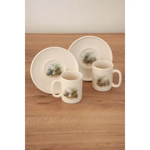 Bursa Porselen Dekor Tavşan Iki Kişilik Kahve Fincan Takımı