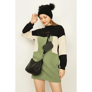 Select Moda Kadın Renk Bloklu Şardonlu Sweat Elbise