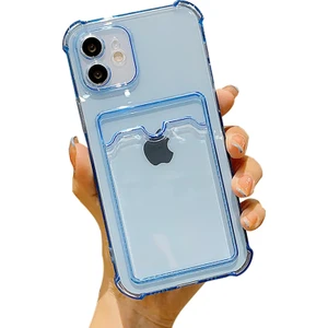 iPhone 12 Uyumlu Kartlıklı Cüzdan Şeffaf Telefon Kılıfı