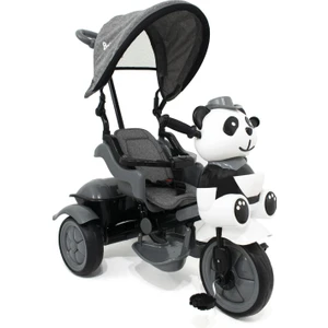BabyHope 127 Little Panda Ebeveyn Kontrollü Tenteli Müzikli Tricycle Üç Teker Bisiklet GRİ Beyaz
