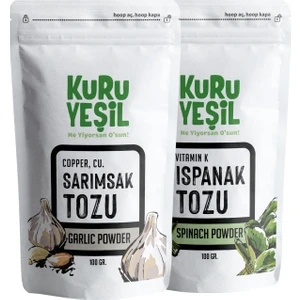 Sarımsak Tozu  - Ispanak Tozu - Dried Vegetables - Glutensiz -  Vegan Kuru Sebze Paketi  - 200 gr