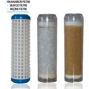 Daire Bina Sayaç Girişi Su Arıtma Ve Yumuşatma 3 Aşama Yedek Filtre Seti (Yık-Sil-Rec)