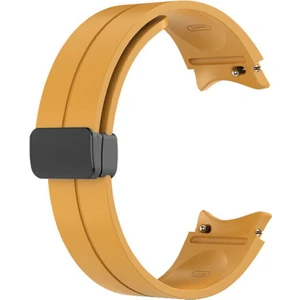 Case Street Samsung Galaxy Watch 4 40MM Kordon Düz Silikon Mıknatıslı HS24 Kahverengi