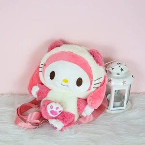 Hello Kitty Kısa Peluş Yumuşak Karikatür Çapraz Çanta Kozmetik Saklama Bozuk Para Çantası Hediye (Yurt Dışından)