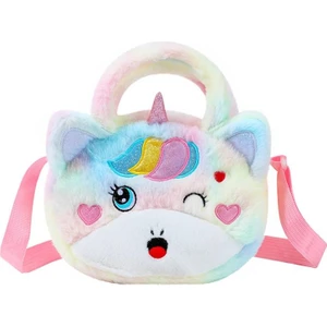 Unicorn Peluş Tek Omuz Karikatür Depolama Bozuk Para Cüzdanı Peluş Crossbody Çanta(Yurt Dışından)