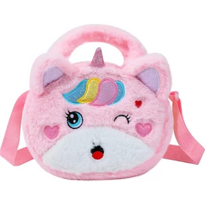 Unicorn Peluş Tek Omuz Karikatür Depolama Bozuk Para Cüzdanı Peluş Crossbody Çanta(Yurt Dışından)