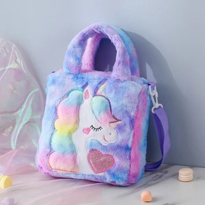 Unicorn Karikatür Tek Omuz Peluş Bel Çantası Renkli Hayvan El Tipi (Yurt Dışından)