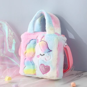 Unicorn Karikatür Tek Omuz Peluş Bel Çantası Renkli Hayvan El Tipi(Yurt Dışından)