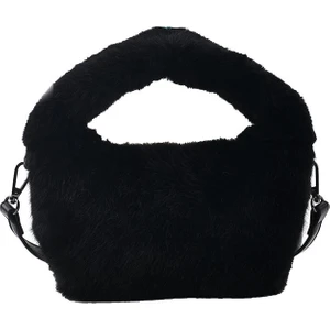 Yumuşak Kabarık Faux Kürk Çanta Peluş Tote Günlük Fermuar Kare Seyahat Sokak Crossbody Çanta