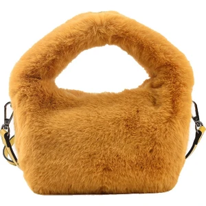 Yumuşak Kabarık Faux Kürk Çanta Peluş Tote Günlük Fermuar Kare Seyahat Sokak Crossbody Çanta
