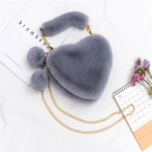 Faux Fur Tote Sevimli Peluş Kalp Tek Omuz Aşk Tote Crossbody Çanta