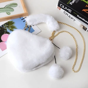 Faux Fur Tote Sevimli Peluş Kalp Tek Omuz Aşk Tote Crossbody Çanta