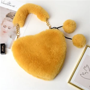 Faux Fur Tote Sevimli Peluş Kalp Tek Omuz Aşk Tote Crossbody Çanta