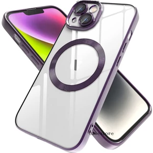 M.TK Moveteck Apple iPhone 14 Uyumlu Kılıf Kamera Lens Tam Korumalı Yuvarlak Halkalı Logo Parlak Kenar Renkli Case
