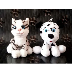 Şeker Adası Sevimli 2'li Kedi ve Dalmaçyalı Köpek 15 cm / Uyku ve Oyun Arkadaşı Oyuncak