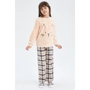 Kız Çocuk Uzun Kollu Pelüş Pijama Takımı Y5943A622WN