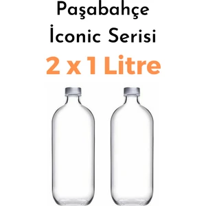 Iconic Cam Su Şişesi Yağ Limon Saklama Kabı Seti 2x1 Litre