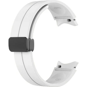 Case Street Samsung Galaxy Watch 4 40MM Kordon Düz Silikon Mıknatıslı HS24 Beyaz