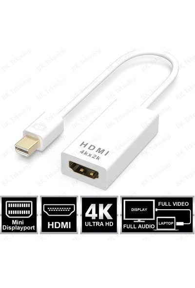 4KX2K Mini Displayport (Thunderbolt) To HDMI Dönüştürücü Kablo