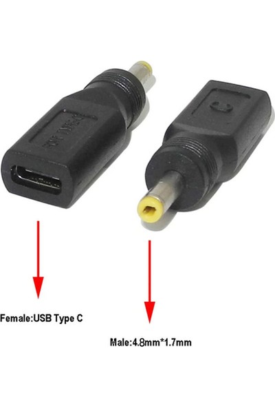 Vigor USB 3.1 Type-C To 4.8*1.7mm Çevrici Dönüştürücü Konnektör Usb-C Laptop Şarj Güç Adaptörü