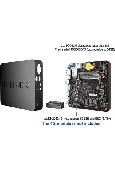Minix Mini Pc Intel I7-10510U 16/512 GB SSD Win 11 Pro Mınıx Ngc-7 Pro
