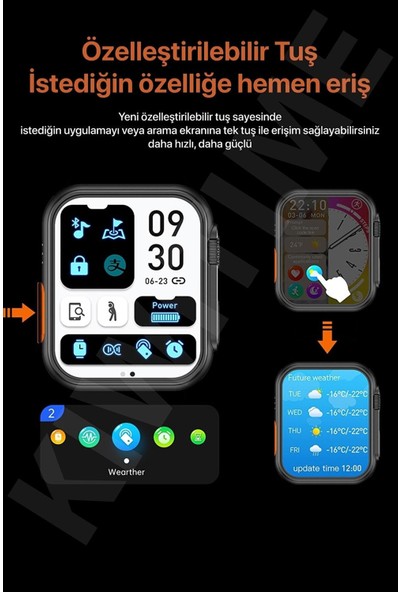 PSGT Watch 8 Ultra + Orijinal kordon ultra Adventure 2.02 Inç Siri Nfc Bluetooth Arama Ios Android Uyumlu Çift Kordonlu